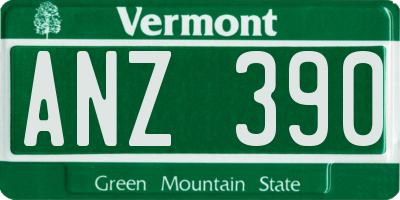 VT license plate ANZ390