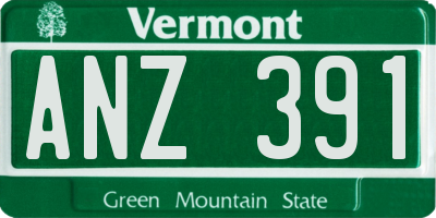 VT license plate ANZ391