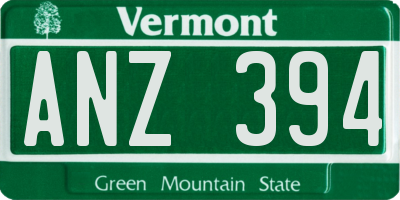 VT license plate ANZ394