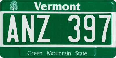 VT license plate ANZ397
