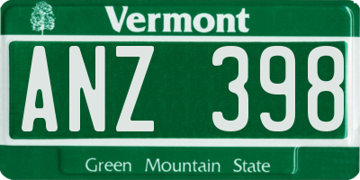 VT license plate ANZ398