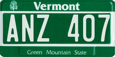 VT license plate ANZ407