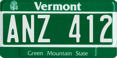 VT license plate ANZ412