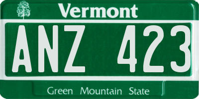 VT license plate ANZ423
