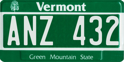 VT license plate ANZ432