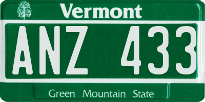 VT license plate ANZ433