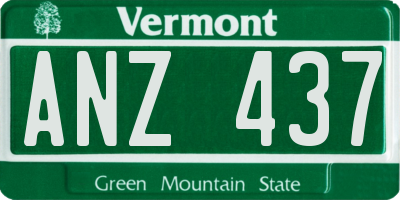 VT license plate ANZ437