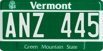 VT license plate ANZ445