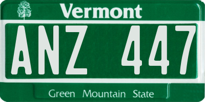 VT license plate ANZ447