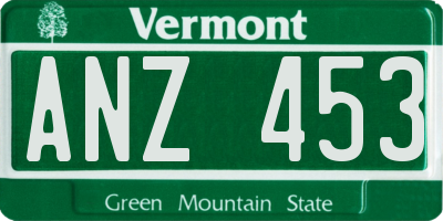 VT license plate ANZ453