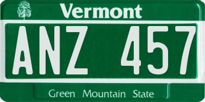 VT license plate ANZ457
