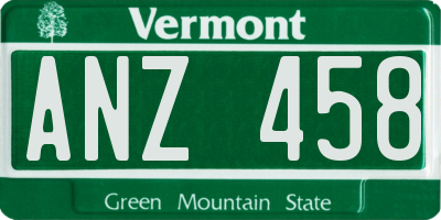 VT license plate ANZ458