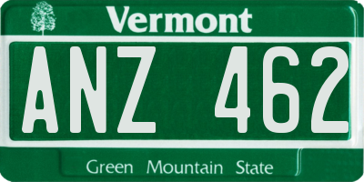 VT license plate ANZ462