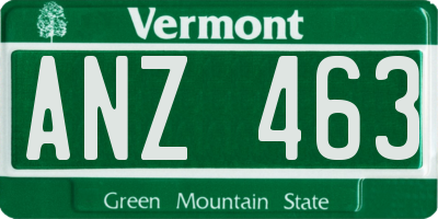 VT license plate ANZ463