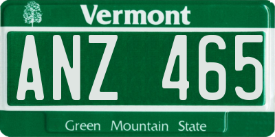 VT license plate ANZ465