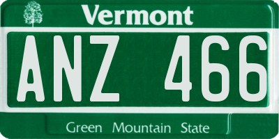 VT license plate ANZ466