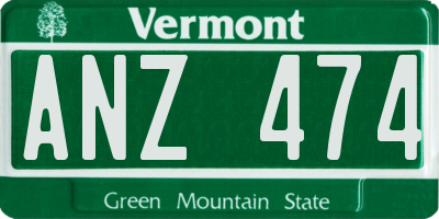 VT license plate ANZ474