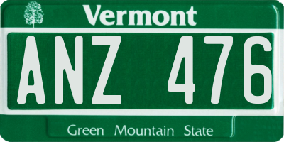 VT license plate ANZ476