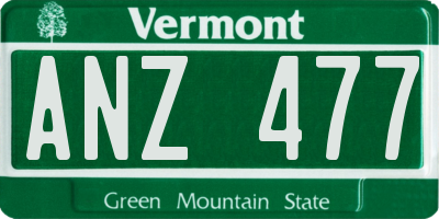 VT license plate ANZ477