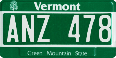 VT license plate ANZ478