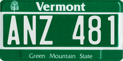 VT license plate ANZ481