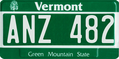 VT license plate ANZ482