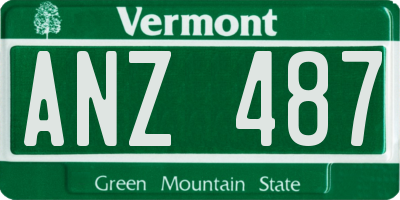 VT license plate ANZ487