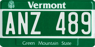 VT license plate ANZ489