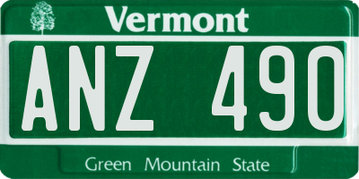VT license plate ANZ490