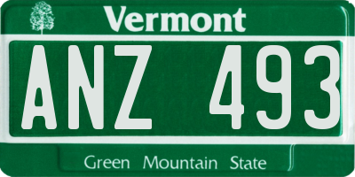 VT license plate ANZ493