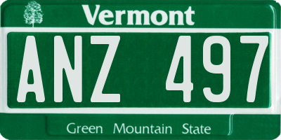 VT license plate ANZ497