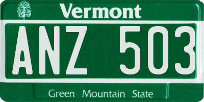 VT license plate ANZ503