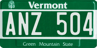 VT license plate ANZ504