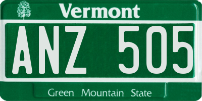 VT license plate ANZ505
