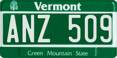 VT license plate ANZ509