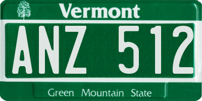 VT license plate ANZ512