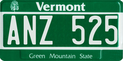 VT license plate ANZ525