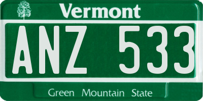 VT license plate ANZ533
