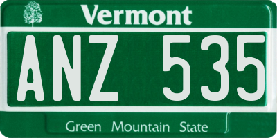 VT license plate ANZ535