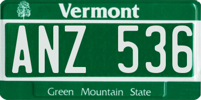 VT license plate ANZ536
