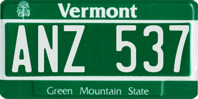 VT license plate ANZ537