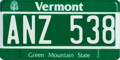 VT license plate ANZ538