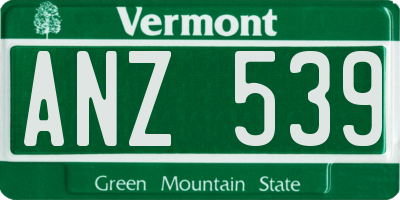 VT license plate ANZ539