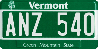VT license plate ANZ540