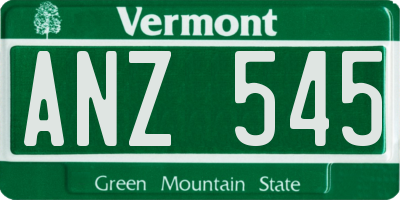 VT license plate ANZ545