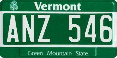 VT license plate ANZ546