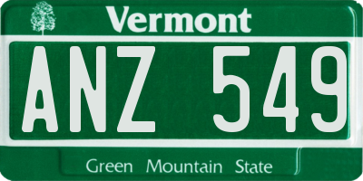 VT license plate ANZ549