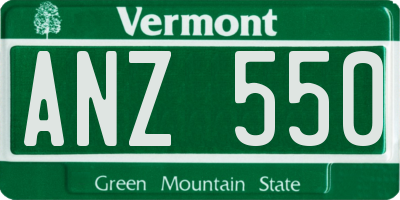 VT license plate ANZ550