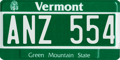 VT license plate ANZ554