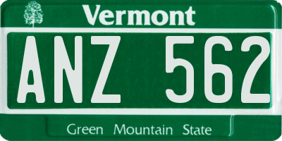 VT license plate ANZ562